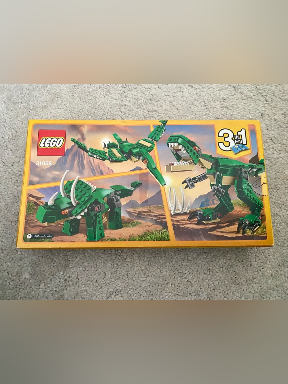 Lego Creator Mighty Dinosaurs 31058 3 in 1 T-Rex Triceratops Pterodactyl New!
